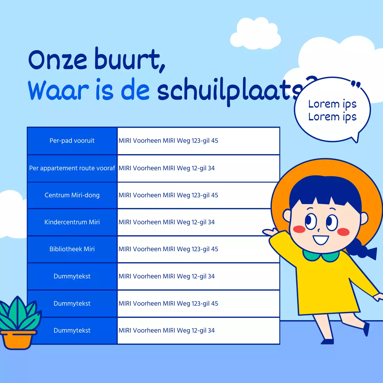 Zomer hittegolf onderdak schema outreach met schattige en eenvoudige karakter illustraties in lichtblauw en blauw.