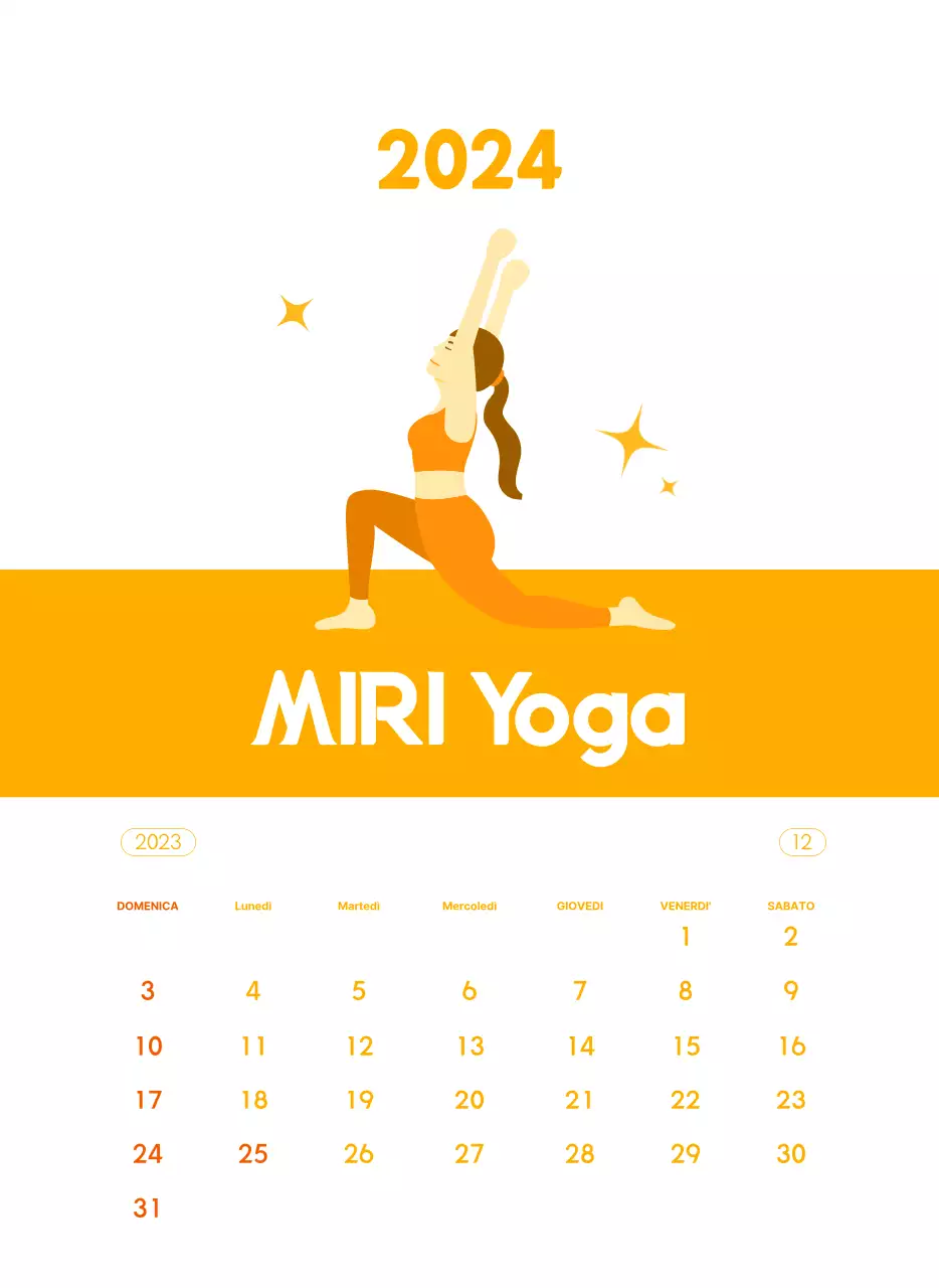 Calendari arancioni da regalare per promuovere il vostro studio di yoga