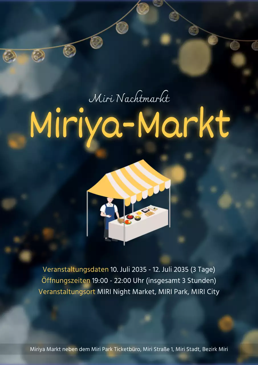 Einführung in den emotionalen Nachtmarkt, der mit gelben Lichtern akzentuiert ist