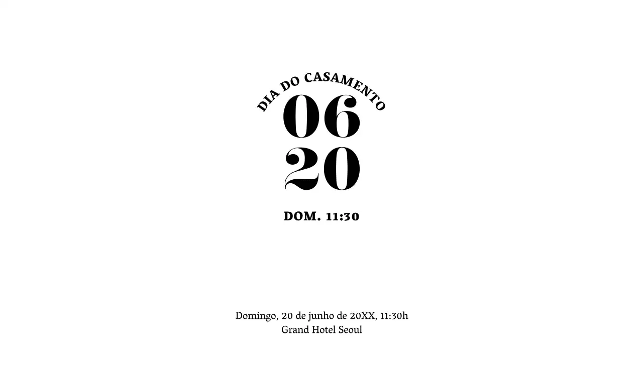 Convite de casamento luxuoso com conceito de ênfase na data