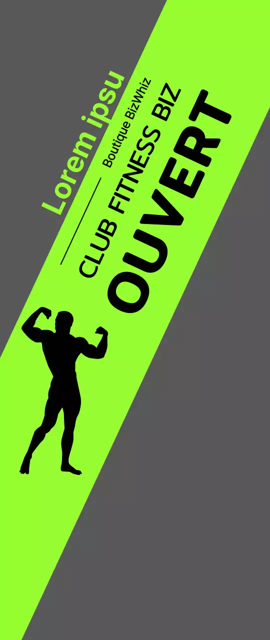 Bannière d'ouverture de club de santé avec silhouette d'homme sur fond fluorescent