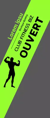 Bannière d'ouverture de club de santé avec silhouette d'homme sur fond fluorescent