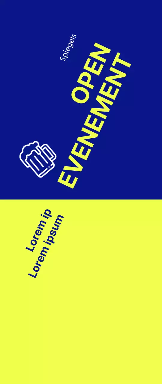 Een tekstgestuurd Hope Open-evenement met een sterk geelblauw contrast
