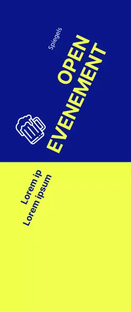 Een tekstgestuurd Hope Open-evenement met een sterk geelblauw contrast