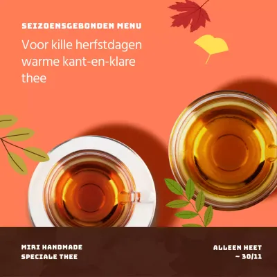 Promoot het nieuwe herfstmenu van je café met een modern en eenvoudig oranje en bruin kleurenschema