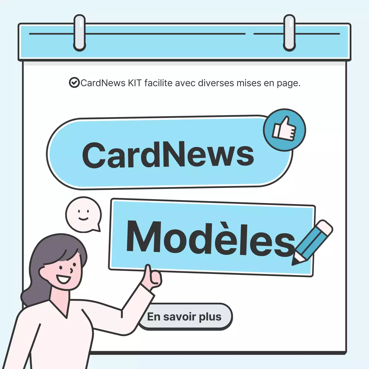 Concept de note bleu clair Carte soignée avec de jolies illustrationsNews