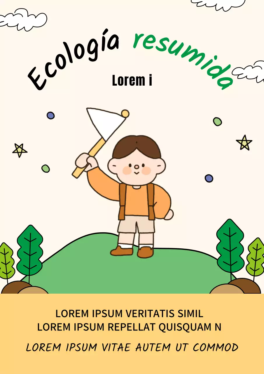 Simpáticas ilustraciones sobre fondo beige marfil Lecciones de ecología fáciles de entender