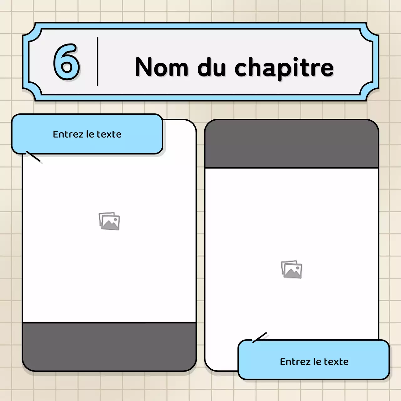 Bulles de texte bleu clair et jaune et illustration mignonne