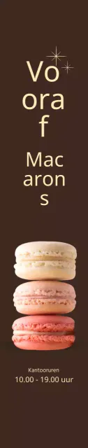 Macaron open promotie groot op bruine achtergrond