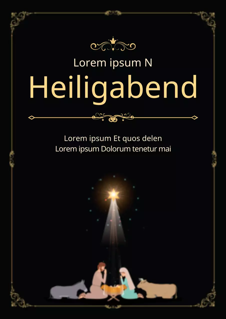 Schwarz-goldenes Werbeplakat für die Weihnachtsbeleuchtung (Christmas Illuminations)