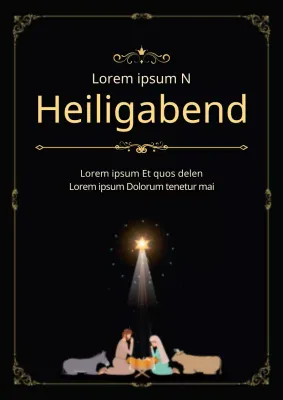 Schwarz-goldenes Werbeplakat für die Weihnachtsbeleuchtung (Christmas Illuminations)