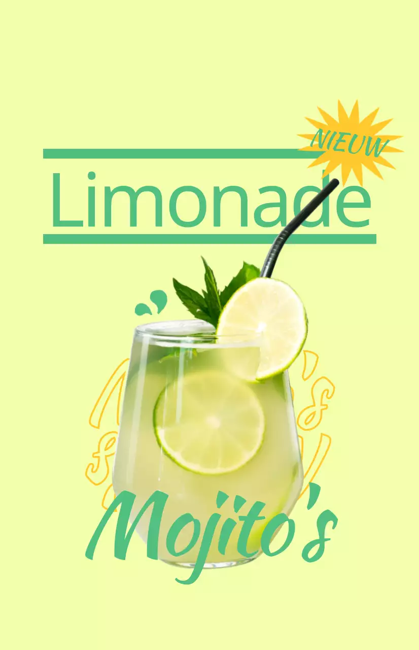 Promoot het menu van je café met kleurrijke geïllustreerde afbeeldingen van drankjes en tekst