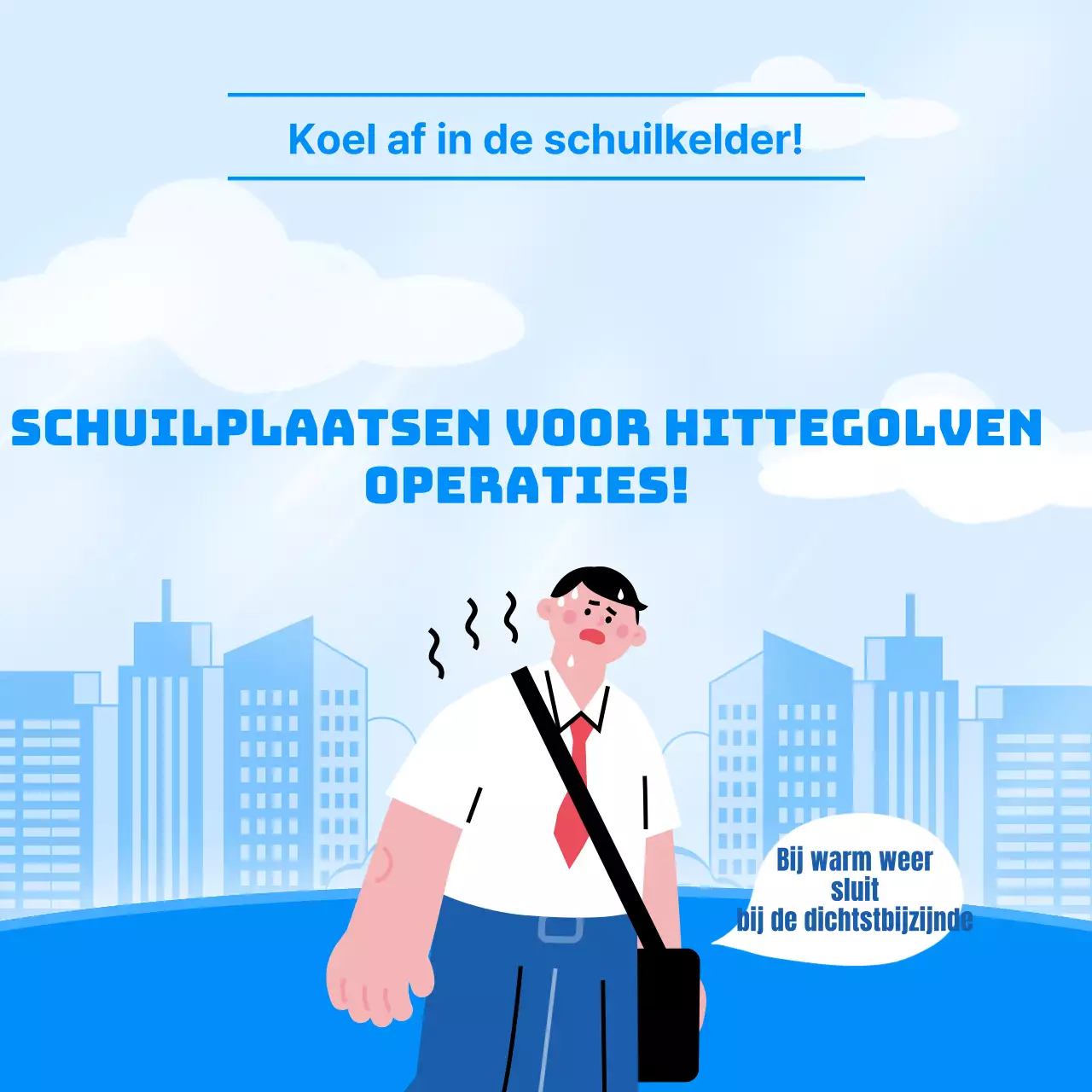 Hoe je een hitte-opvangcentrum runt met een strak, blauw, geïllustreerd concept