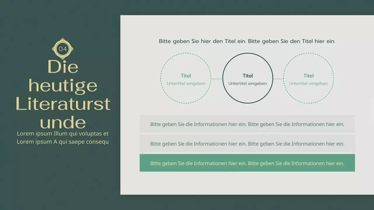 Grüne, beruhigende Atmosphäre Moderner Literaturunterricht