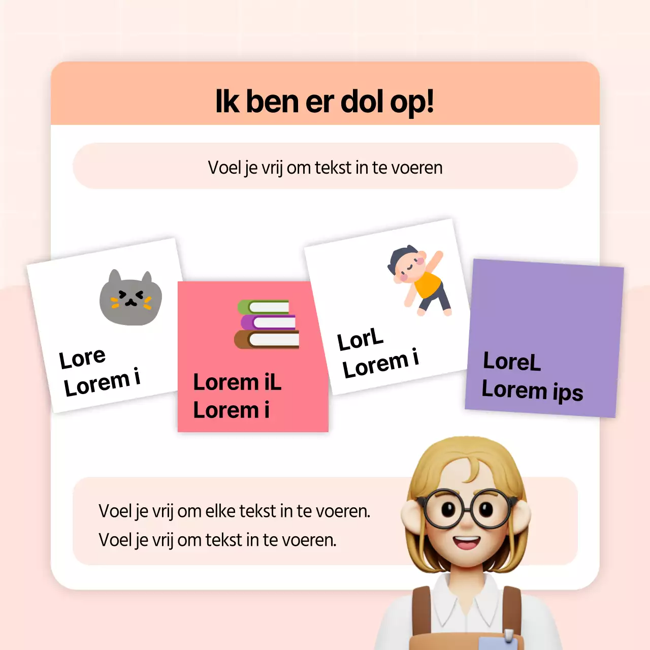 Kitscherige social media profiel bio in oranje en roze