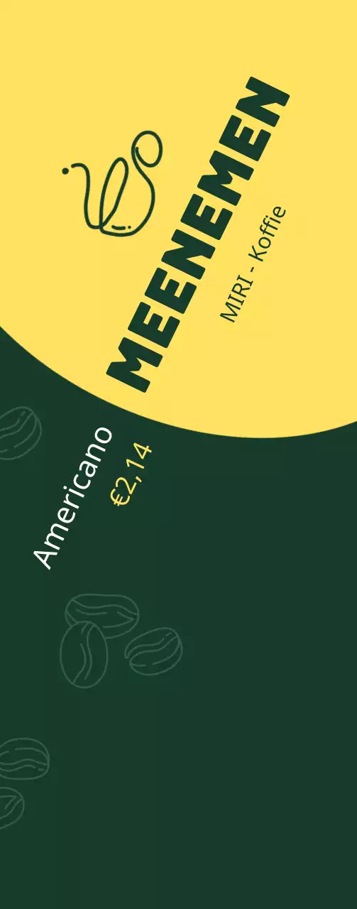 Eenvoudig groen en geel om een koffieafhaalmaaltijd te promoten