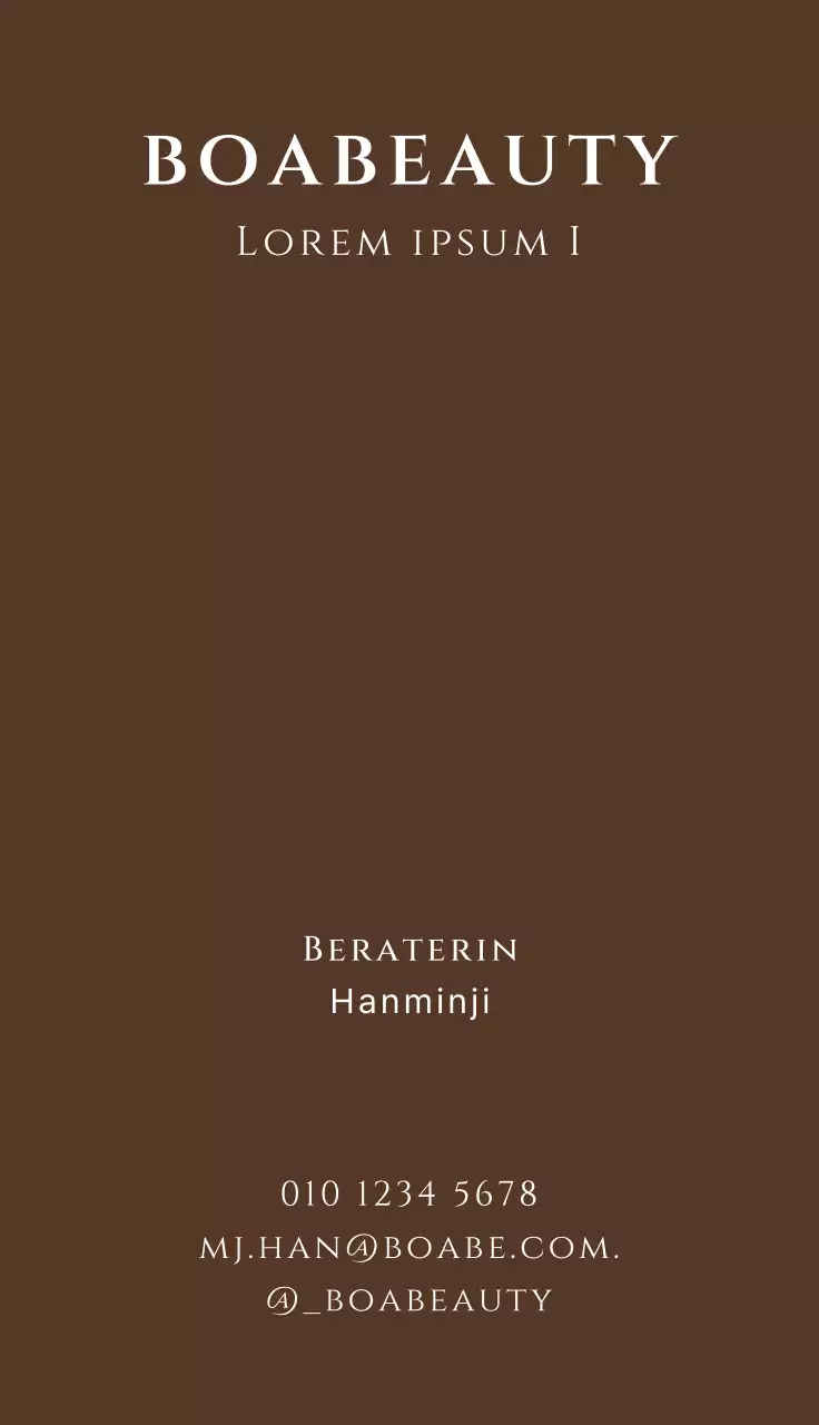 Beauty-Visitenkarte mit englischem Logo auf braunem Hintergrund