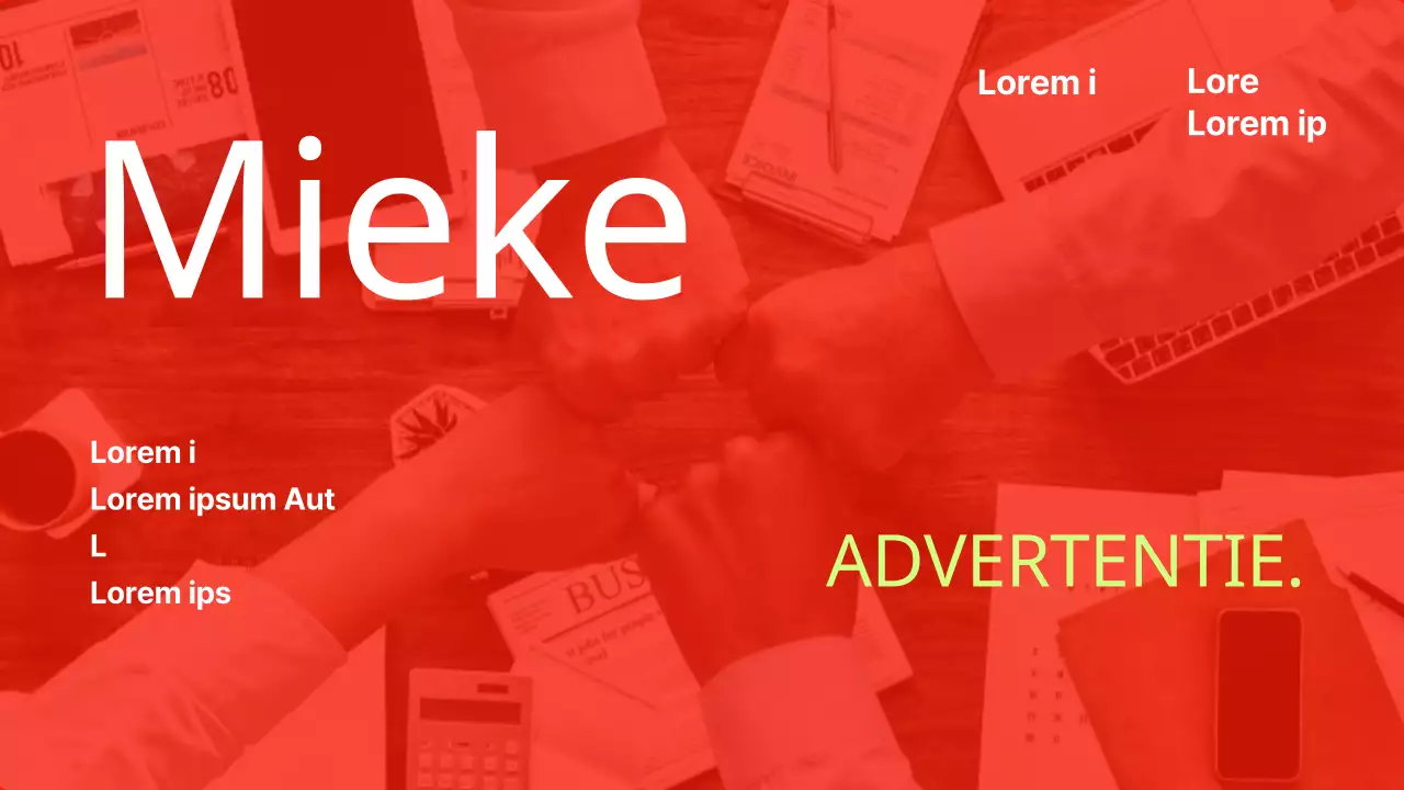 Bedrijfsadvertentie in moderne stijl in rood en chartreuse