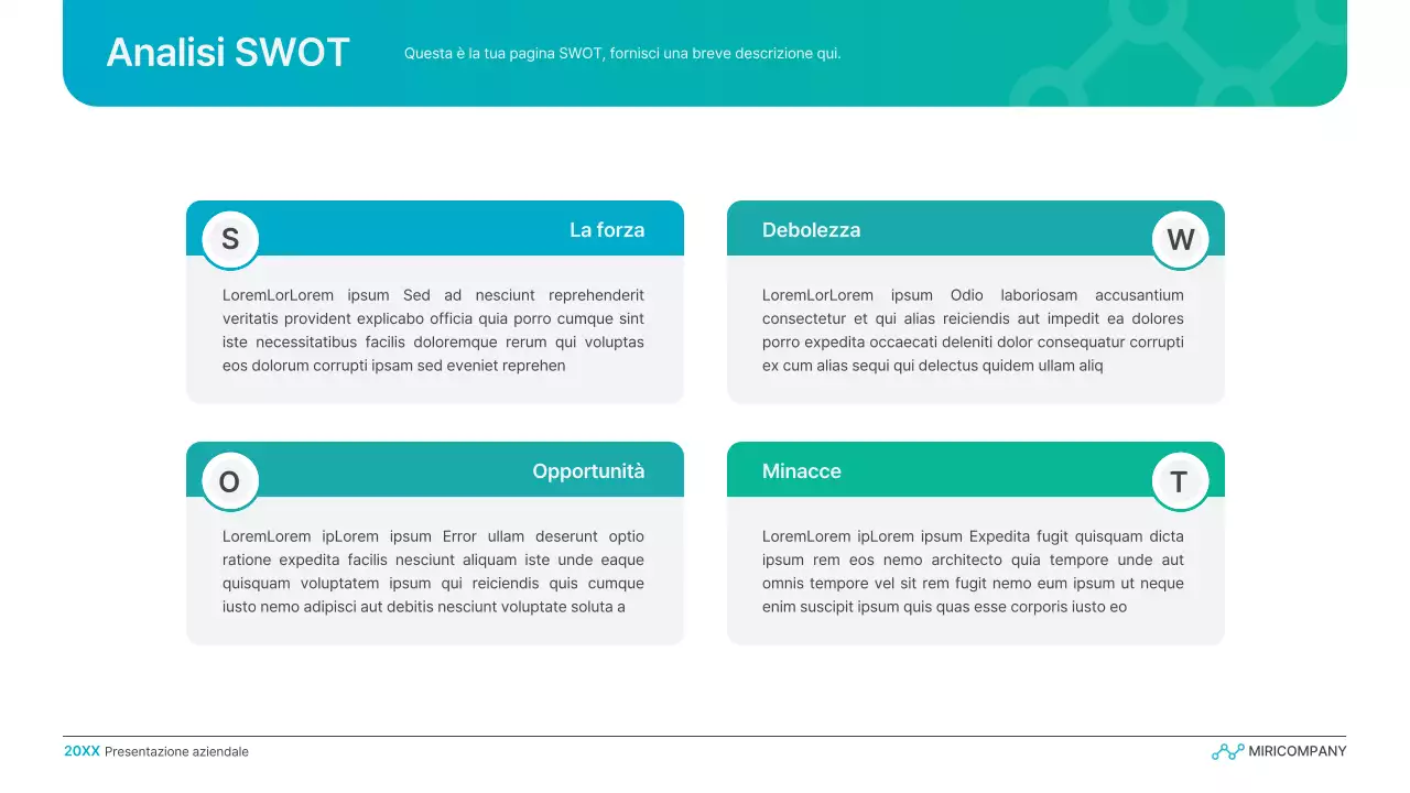 Semplice presentazione aziendale a gradiente in azzurro e verde