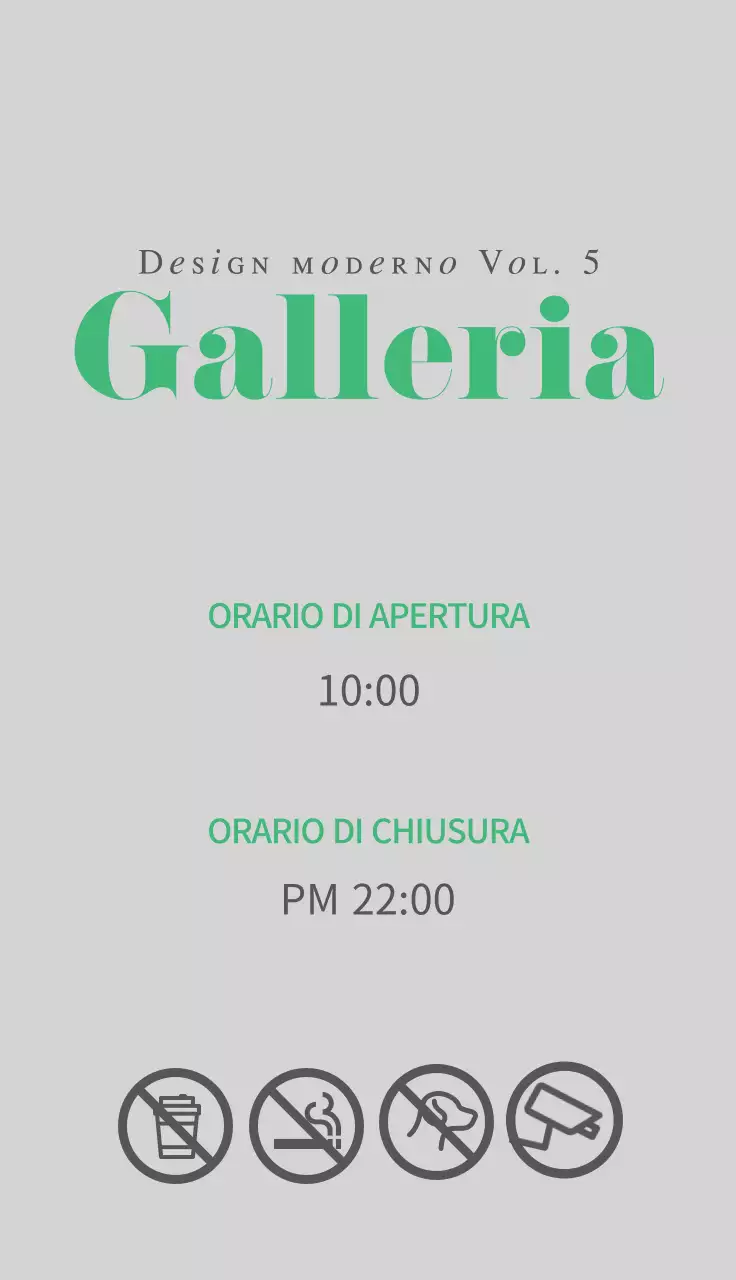 Green's ModernSemplice segnaletica per la galleria