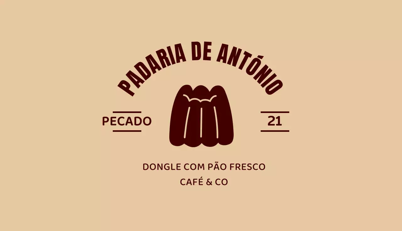 Cupão de carimbo com um logótipo de uma padaria, ilustração de um pão sobre um fundo bege