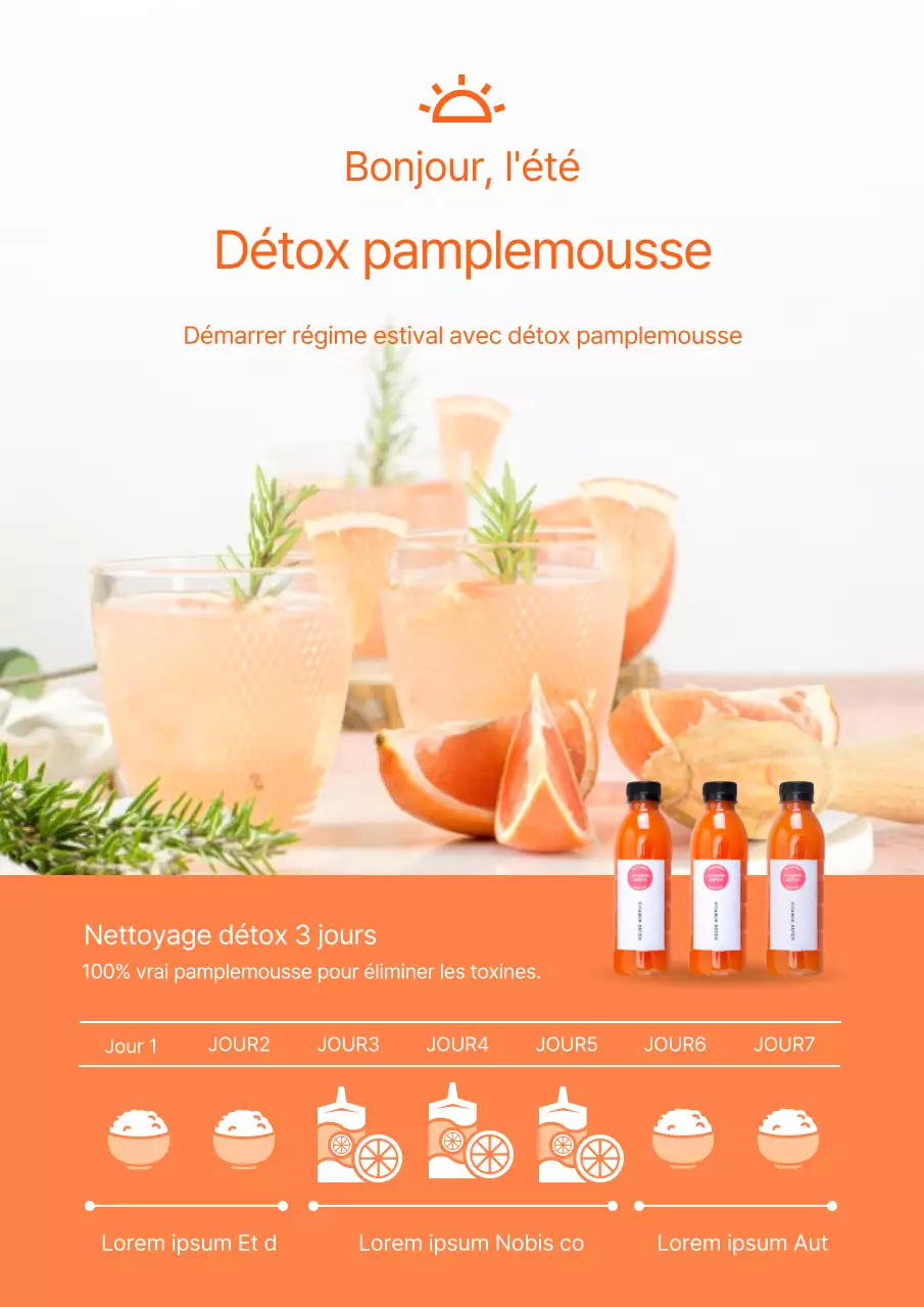 Promouvoir l'utilisation de produits détox à base de pamplemousse dans les couleurs orange