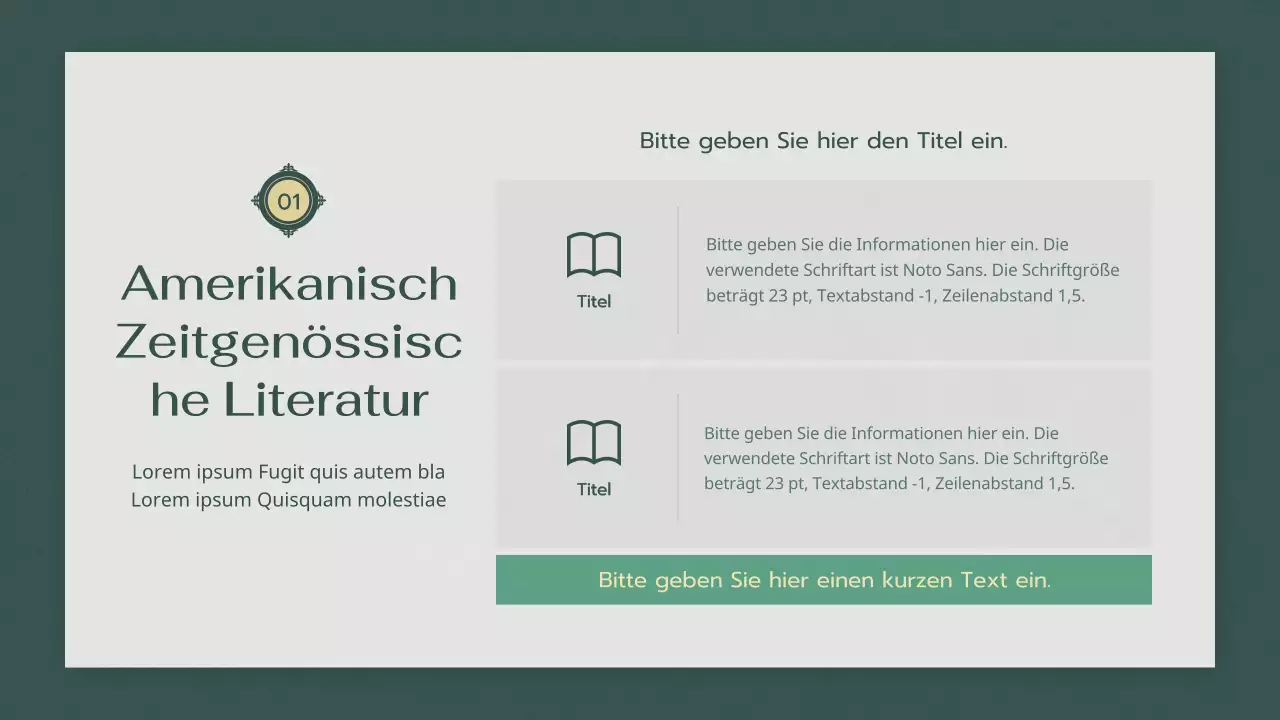 Grüne, beruhigende Atmosphäre Moderner Literaturunterricht