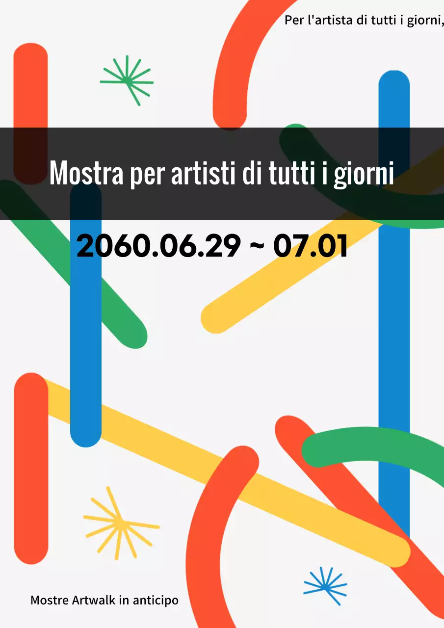 Una semplice mostra d'arte con un concetto di bicicletta colorata