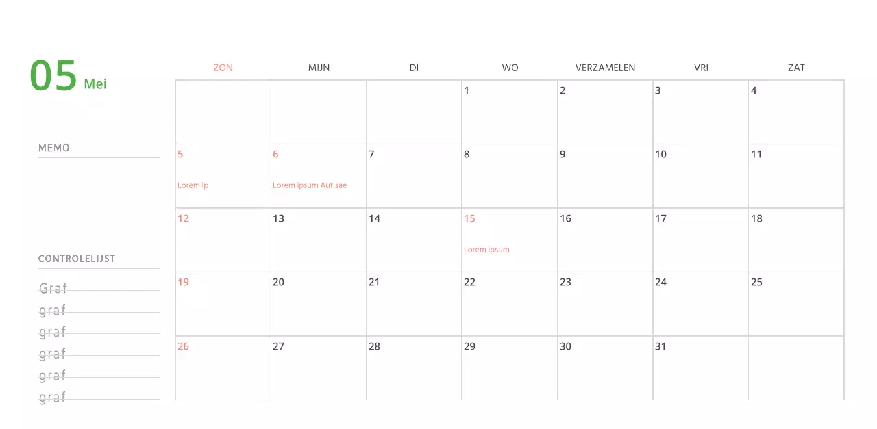 Schattige geïllustreerde groene bureaukalender met familiethema