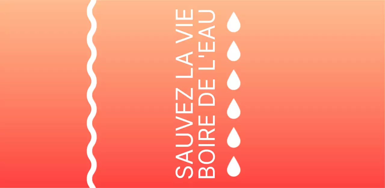 Étiquette d'eau en bouteille sur fond rouge dégradé