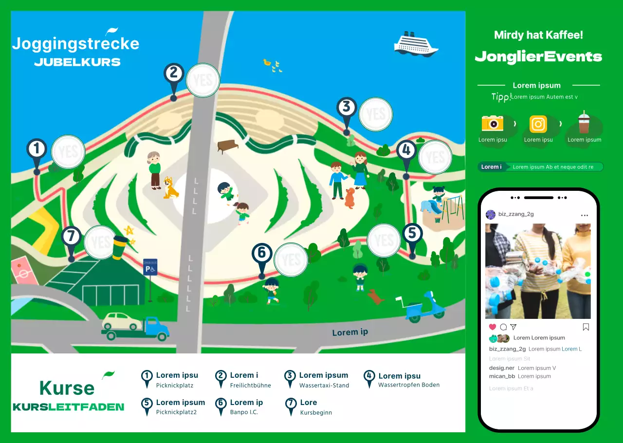 Han River Litter Picking Illustrierte Veranstaltungsbroschüre mit Han River Litter Picking Karte