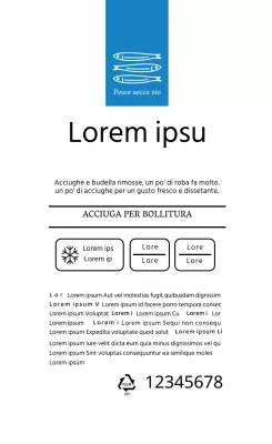 Etichetta di dichiarazione dei prodotti ittici semplice e a linee bianche