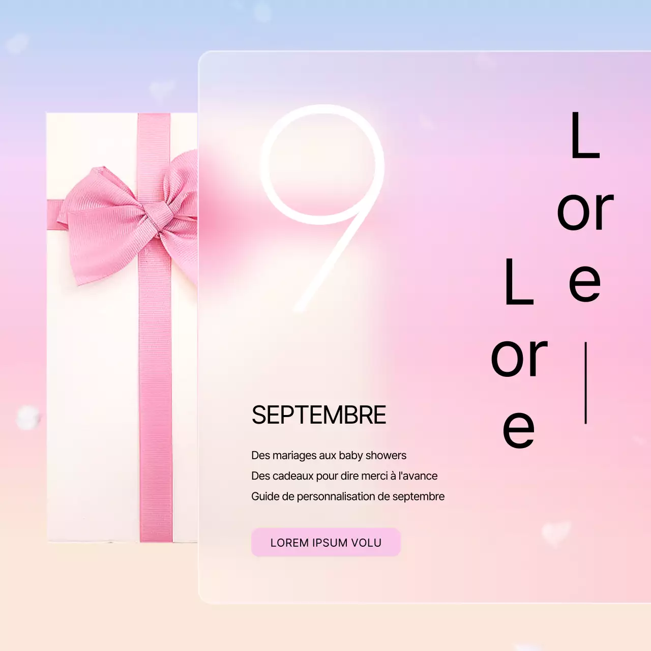 Instructions pour commander un cadeau glamour rose et bleu clair