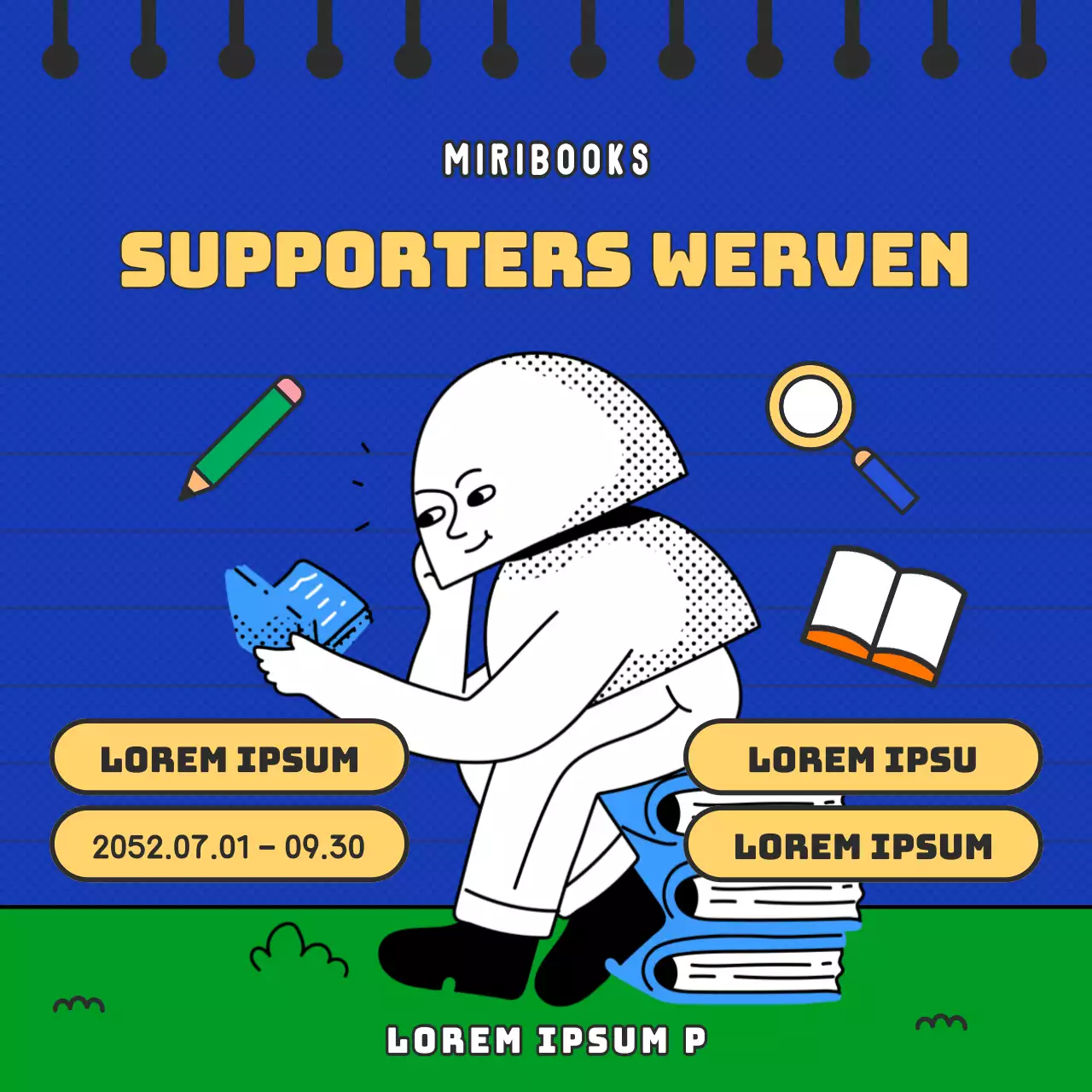 Blauwgroene retro conceptuitgever zoekt medestanders