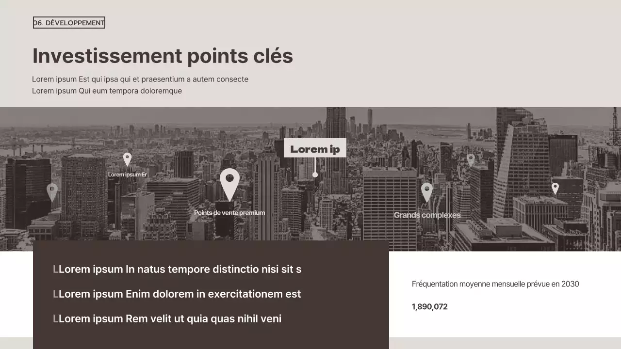 Prospectus simple d'investissement dans l'immobilier commercial en marron et blanc