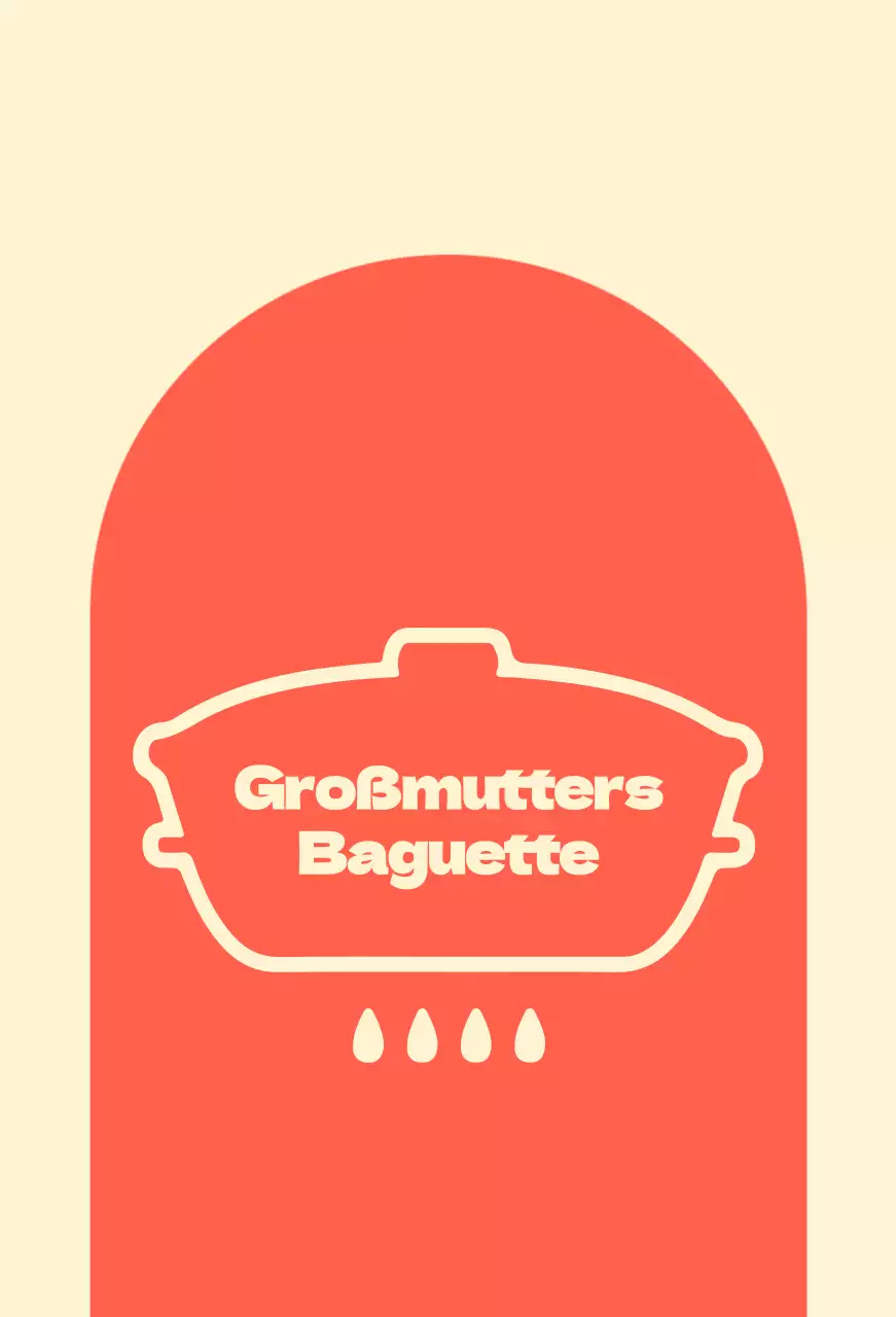 Großmutters Baguetteladen Balsa mit gewölbten roten Formen auf elfenbeinfarbenem Hintergrund