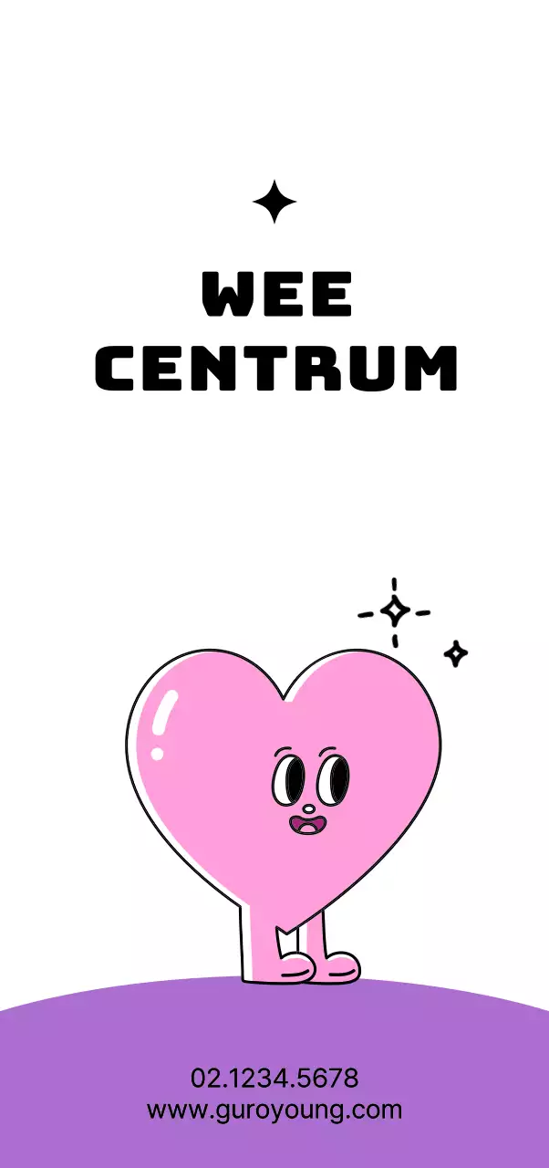 Openbaar jeugdcentrum met schattige hartvormige letters in roze en paars