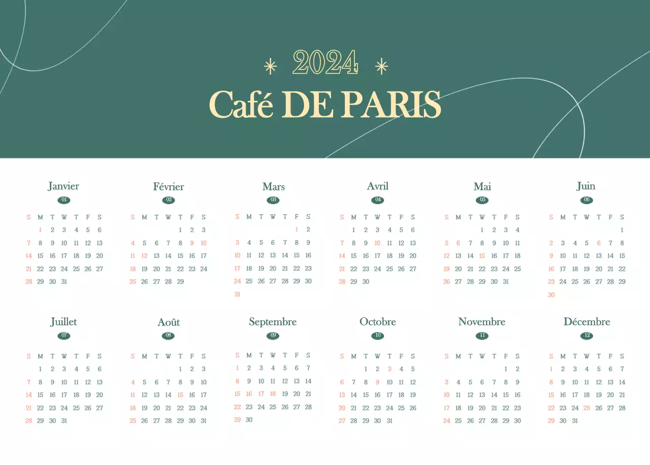 Calendrier des cafés avec recommandation de la boisson du mois