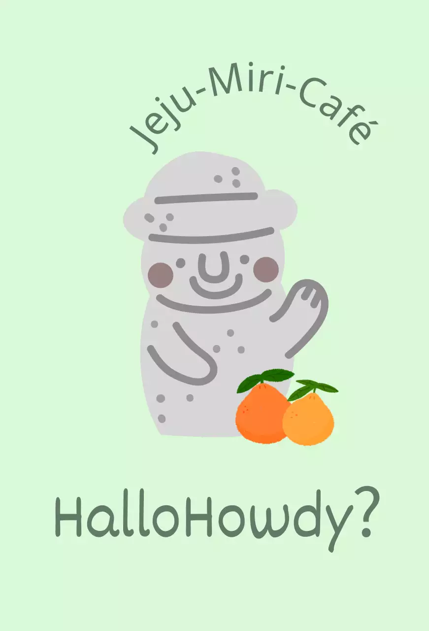 Jeju Cafe Balt, ein süßes Minzcafé mit Zitrusfrüchten aus Jeju und Dolharbang an den Wänden