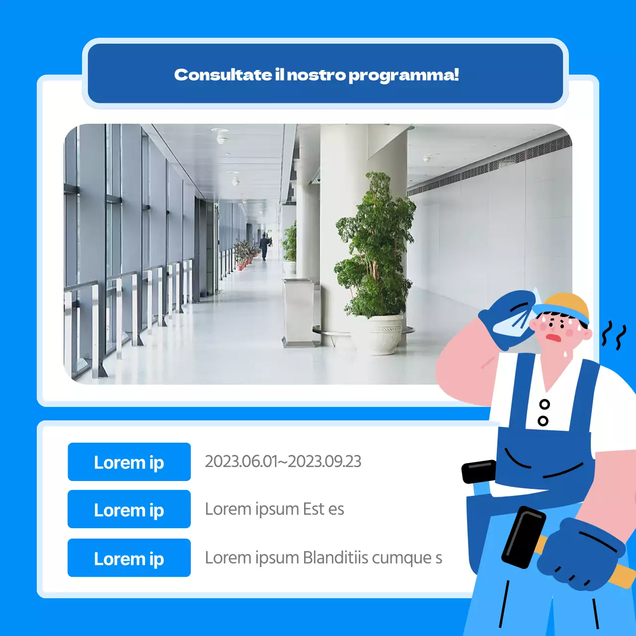 Come gestire un rifugio per le ondate di calore con un concetto pulito, blu e illustrato