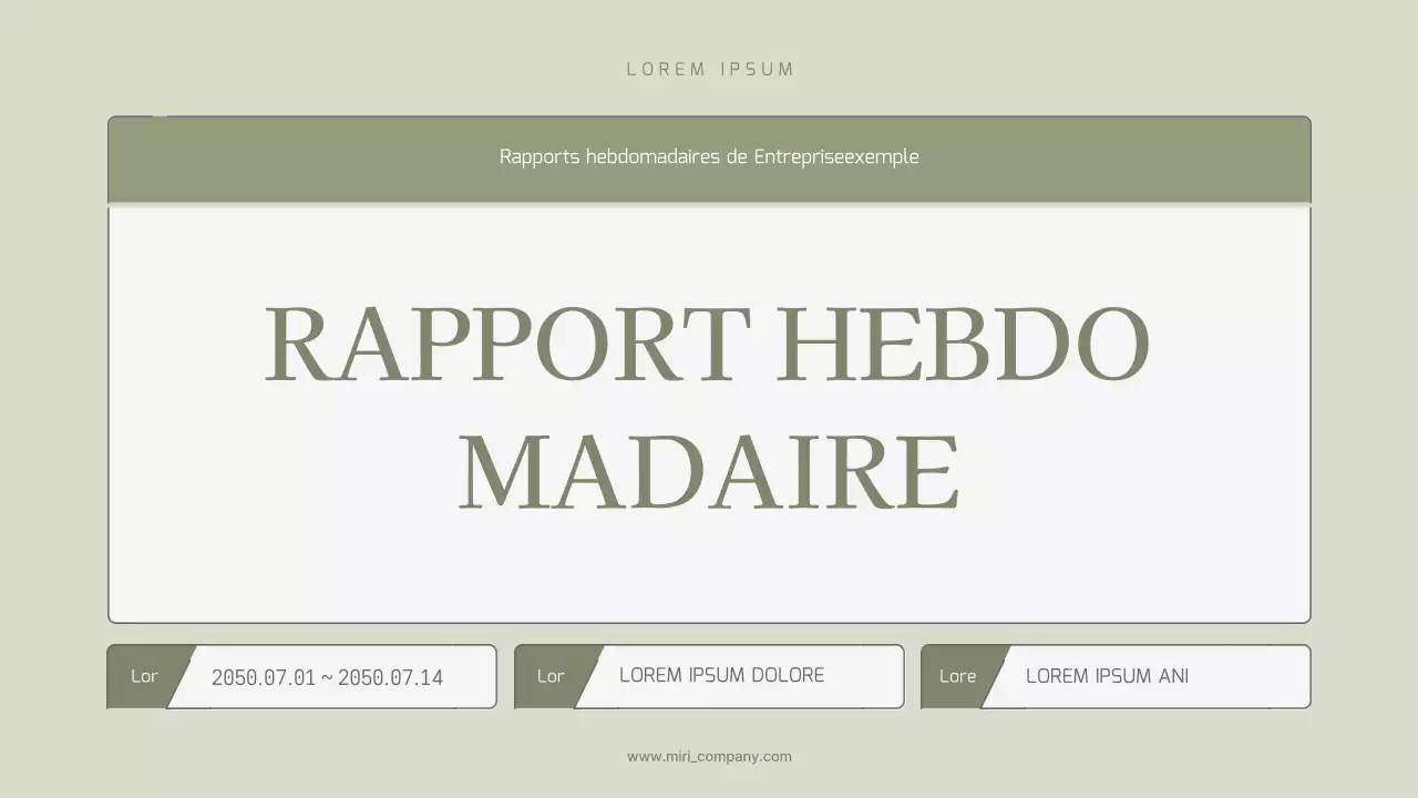 Rapport hebdomadaire simple et extensible dans les tons pastels kaki