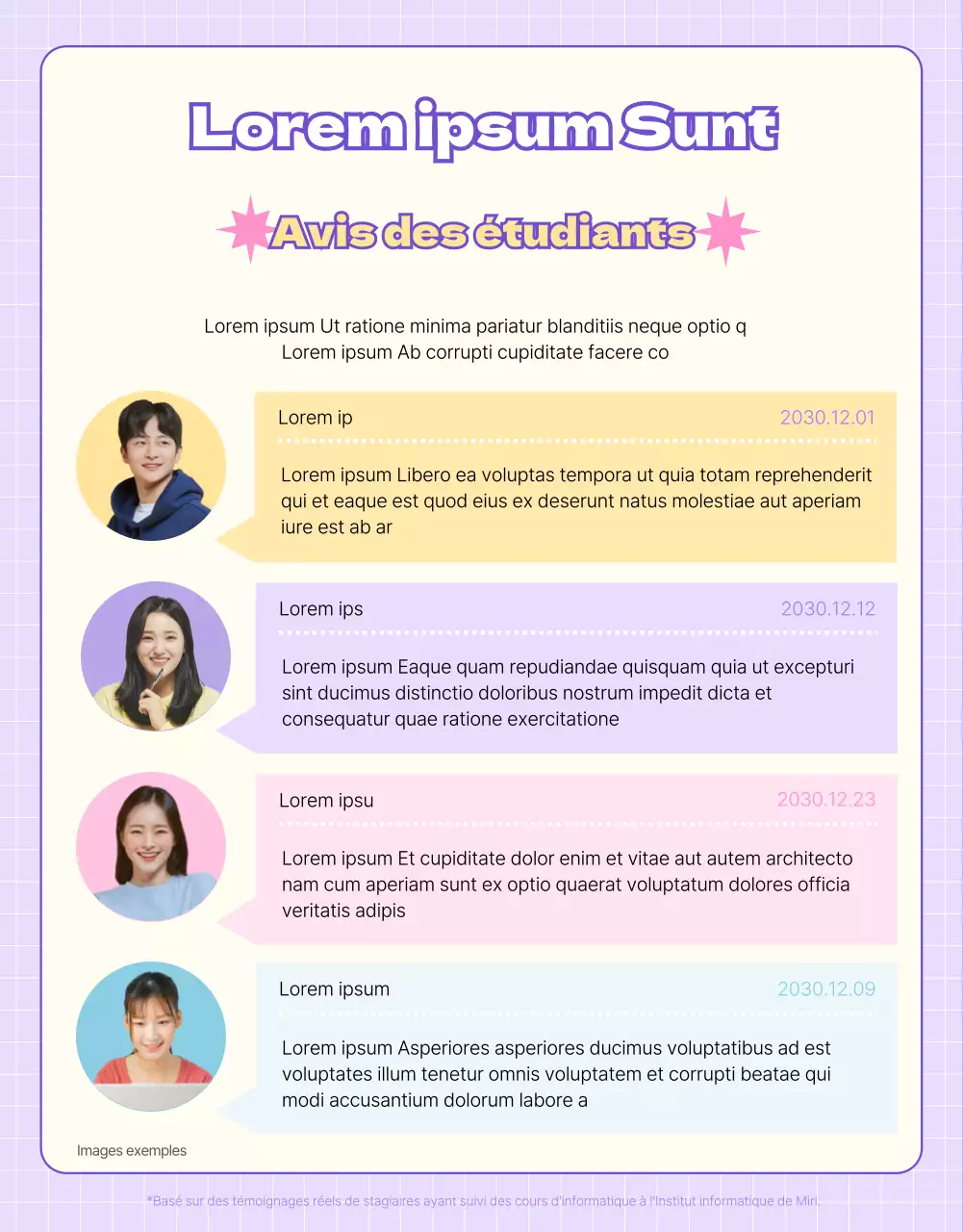 Promouvoir les cours d'informatique avec un concept de site web rose et violet