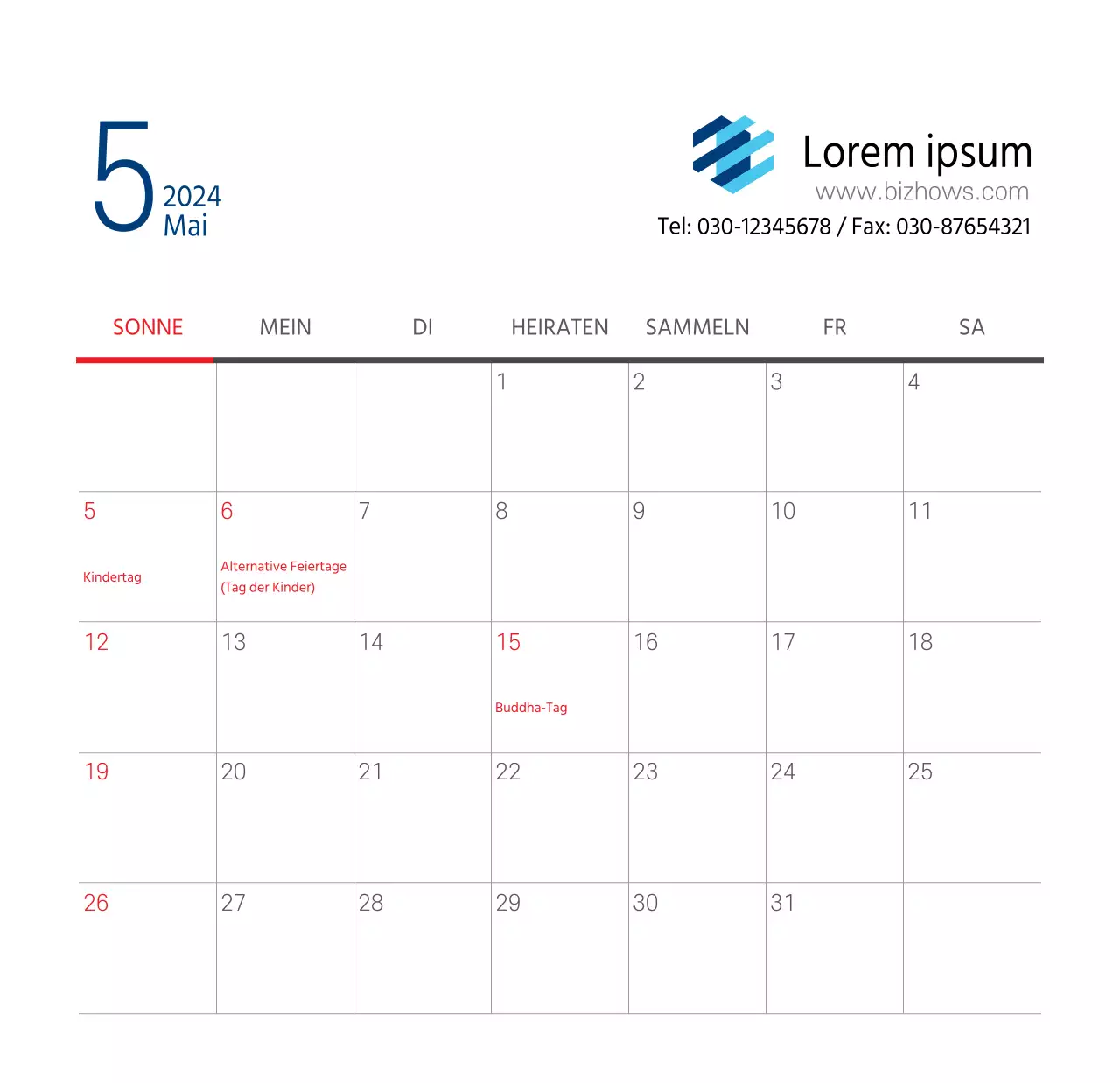 Einfacher weißer Krankenhaus-Tischkalender