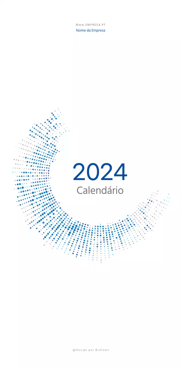 Calendário de parede com conceito empresarial simples em azul e branco