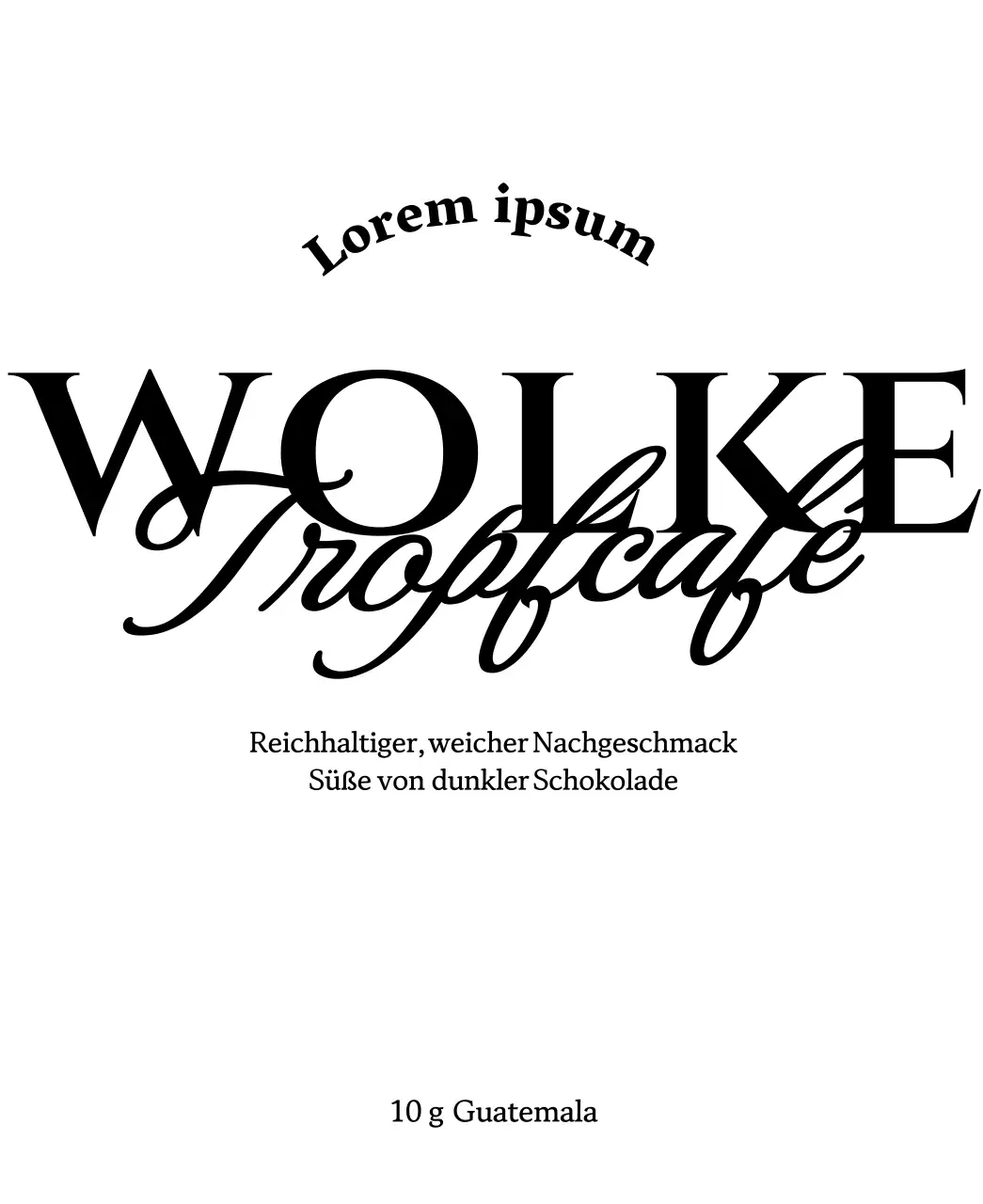 Einfache Kaffeebohnen mit schwarzen Textakzenten