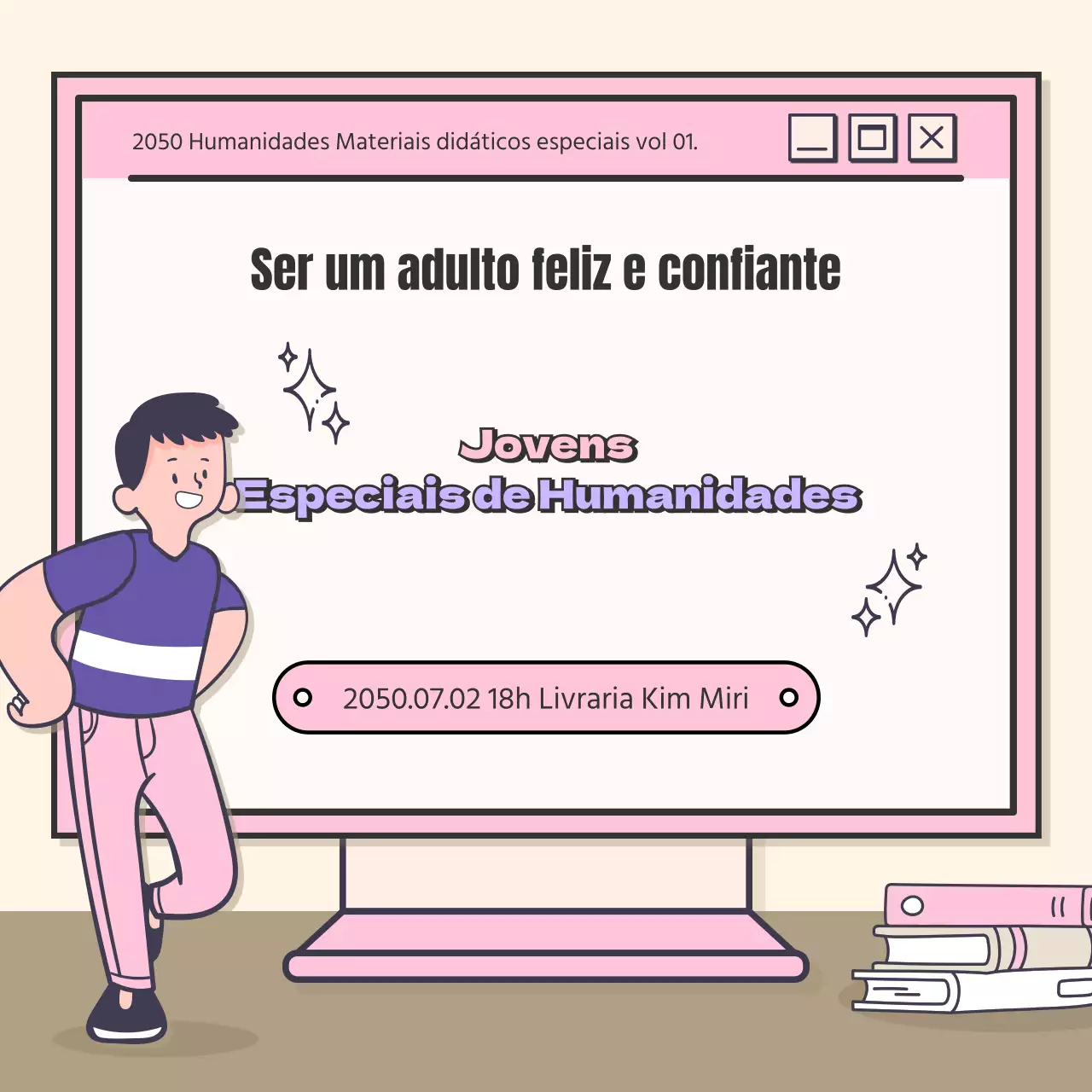 Um conceito giro para uma aula de humanidades com toques de cor-de-rosa e roxo