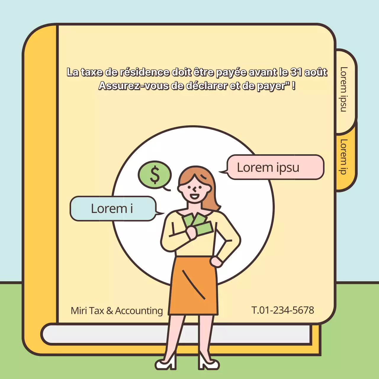 Mettre en évidence les illustrations mignonnes aux couleurs pastel Payer sa déclaration d'impôt sur le revenu des résidents