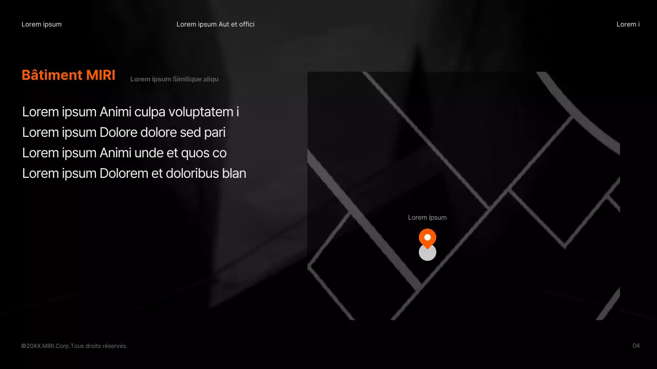 Un bâtiment noir et orange épuré, une publicité pour un produit en bref