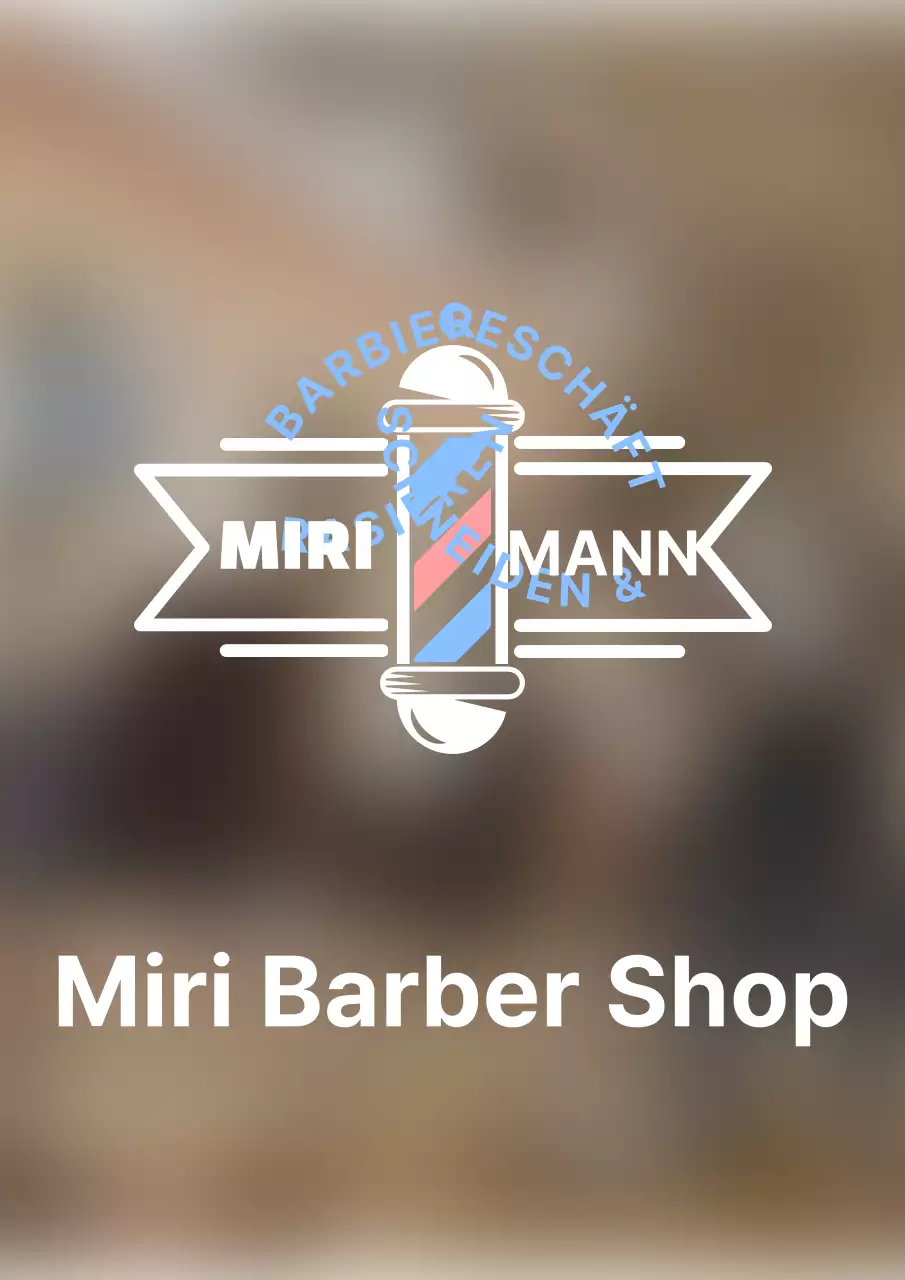 Barbershop-Design mit klaren Illustrationen in Weiß und Blau