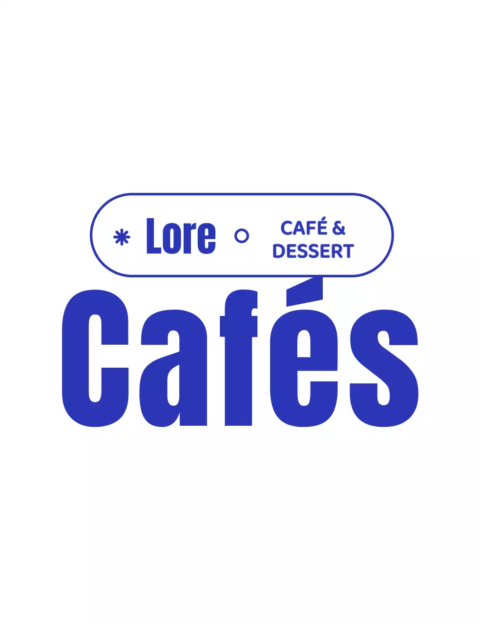 Logo d'un café bleu marine et blanc avec un joli personnage